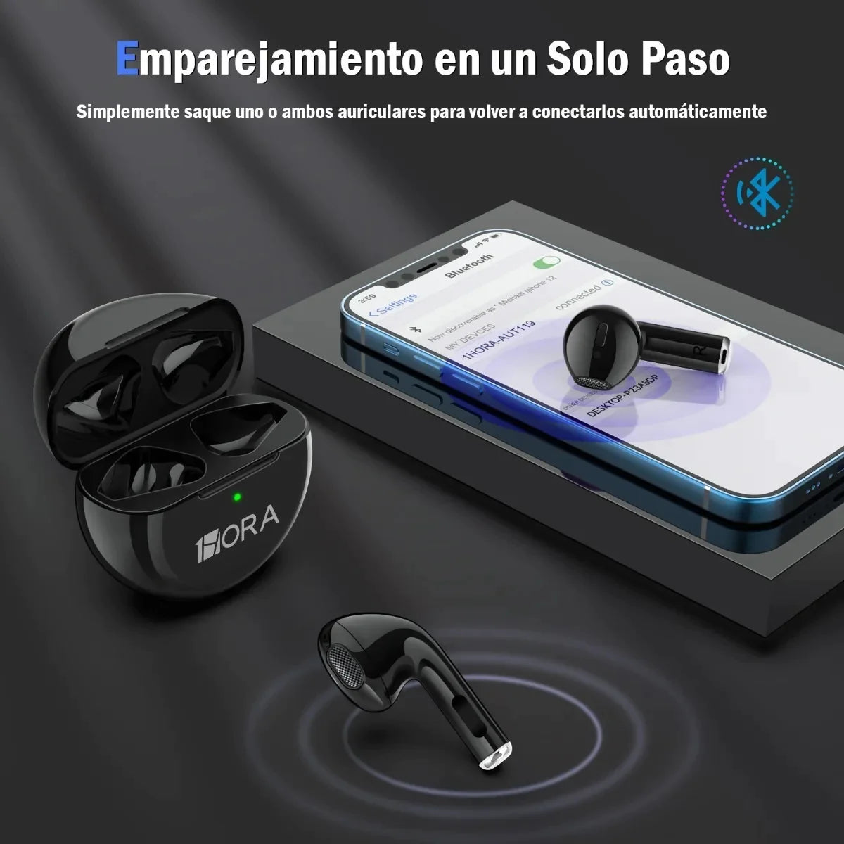 AUT119 - Audífonos Bluetooth Redondo 1hora